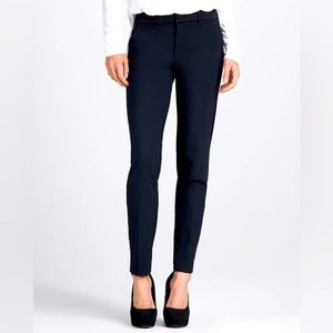 Women’s Vince navy wool with black satin trim tuxedo pants